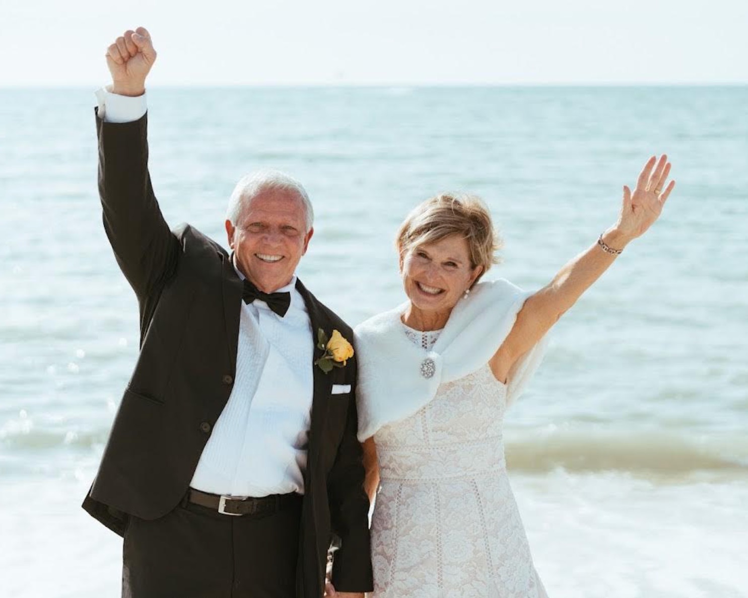 Jim and Sheree Hall celebrating their 50th wedding anniversary on the beach