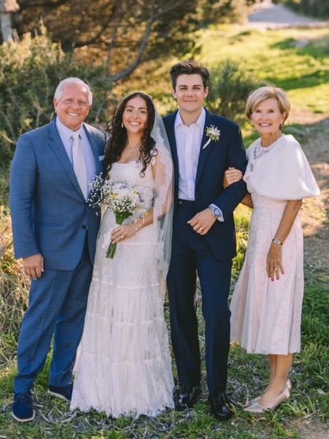 Jim and Sheree at a family wedding in Greece